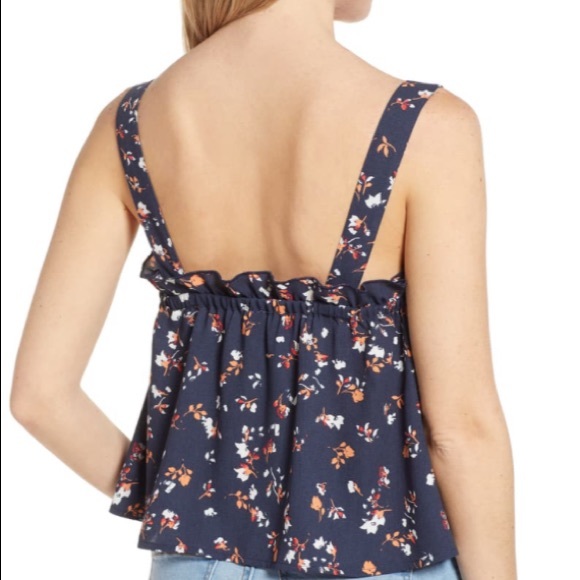 $5 $5 $5 BP Plus Size Floral Print Ruffle Crop Top Cami Tank Top Blouse Sz X 1 - Picture 2 of 7